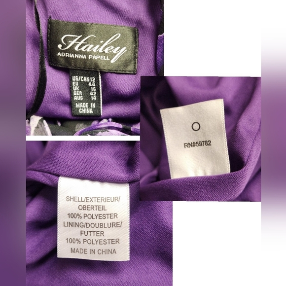 Hailey by Adrianna Papell Purple Criss-Cross Back Chiffon Sheer Maxi Dress SZ 12 - Picture 15 of 16